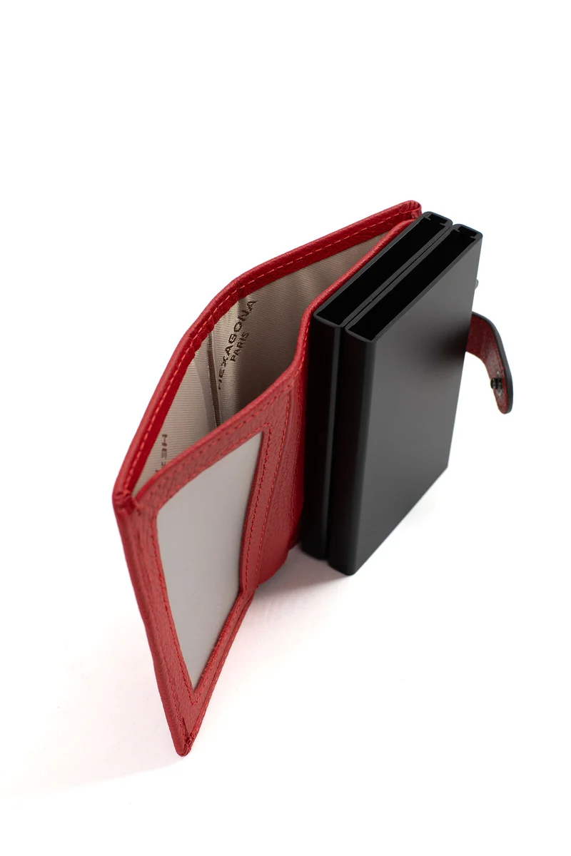 Boîtier porte-cartes - 1 volet - Stop RFID - Cuir