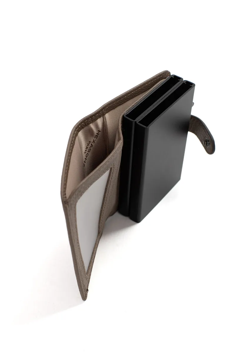 Boîtier porte-cartes - 1 volet - Stop RFID - Cuir