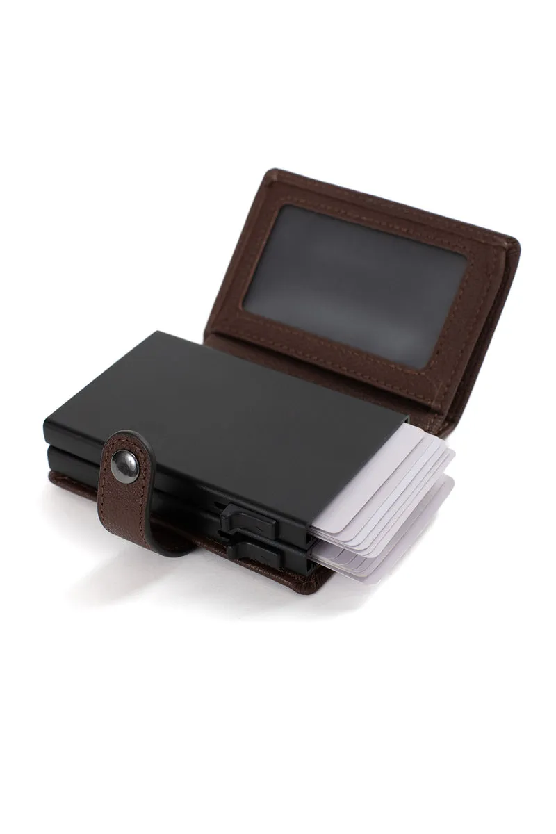 Boîtier porte-cartes - 1 volet - Stop RFID - Cuir
