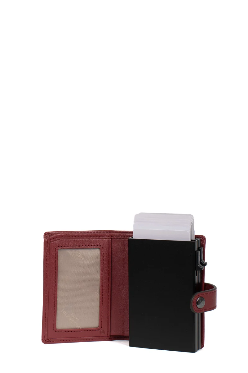 Boîtier porte-cartes - 1 volet - Stop RFID - Cuir