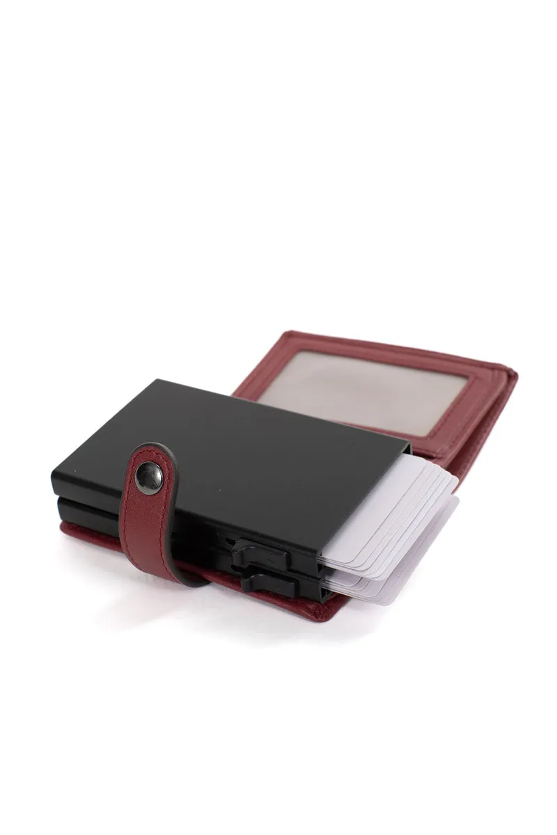 Boîtier porte-cartes - 1 volet - Stop RFID - Cuir