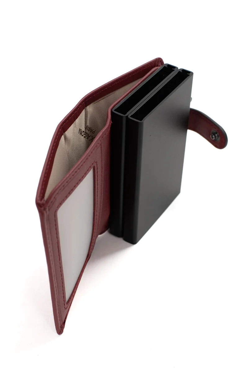 Boîtier porte-cartes - 1 volet - Stop RFID - Cuir