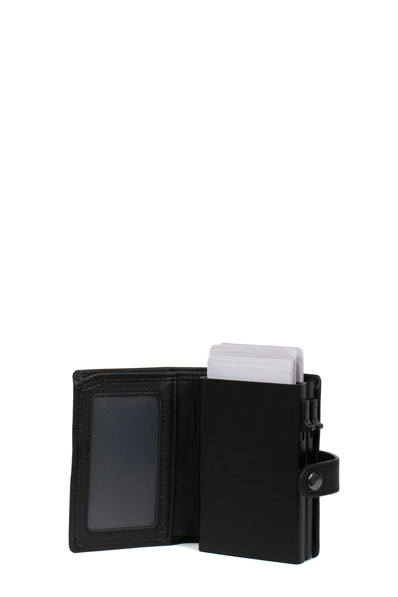 Boîtier porte-cartes - 1 volet - Stop RFID - Cuir