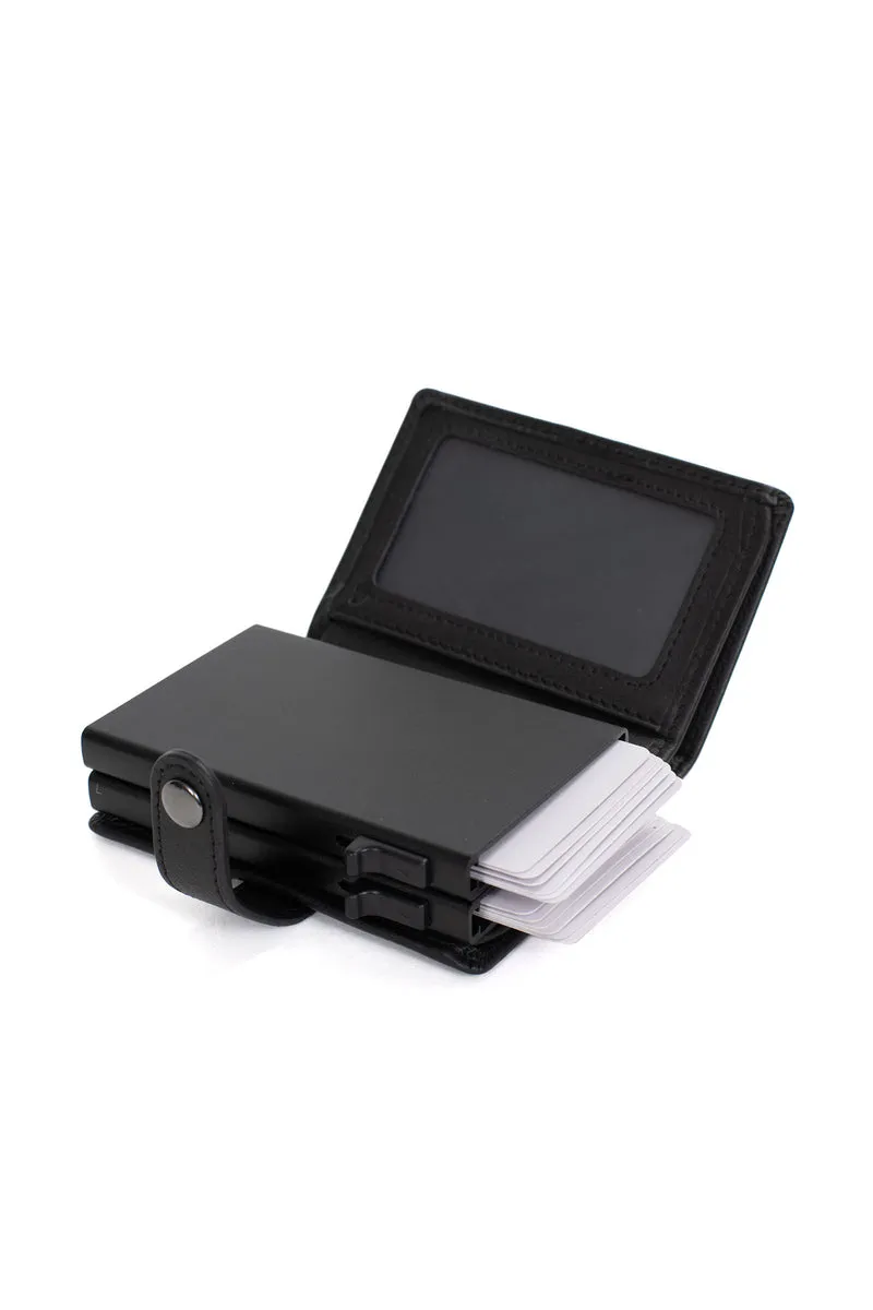 Boîtier porte-cartes - 1 volet - Stop RFID - Cuir