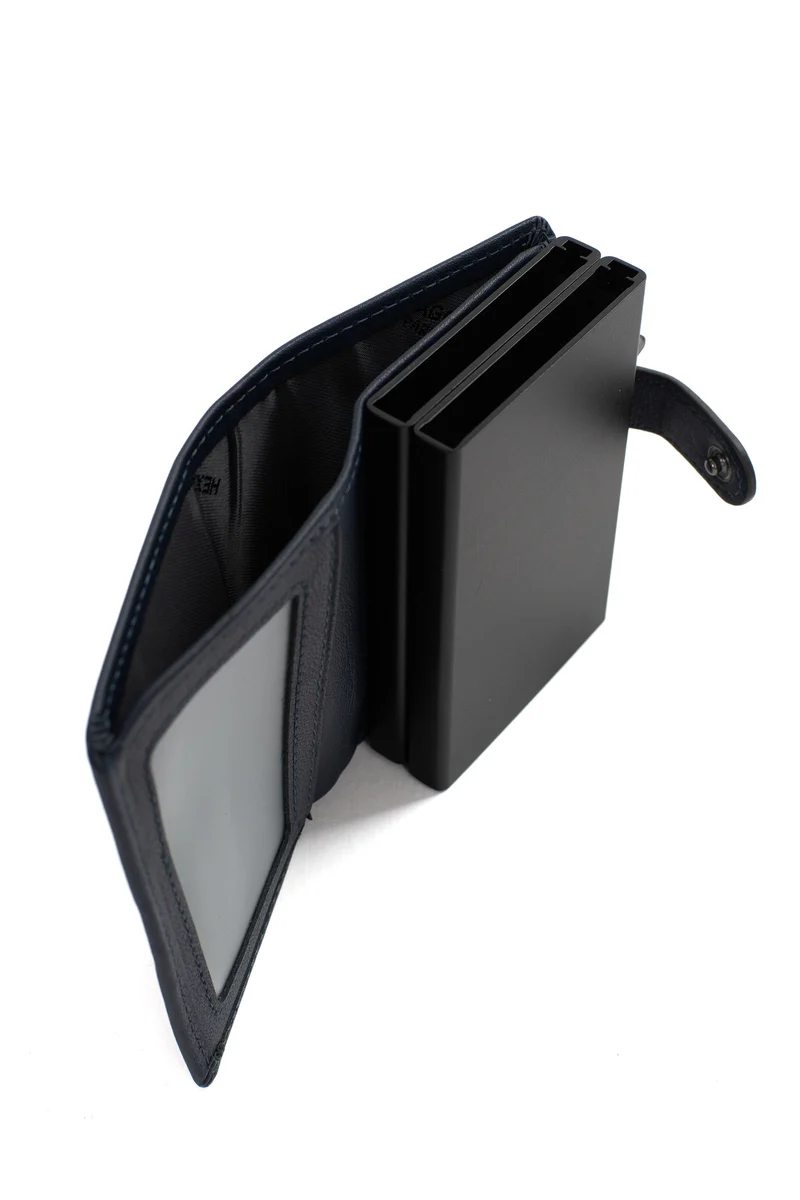 Boîtier porte-cartes - 1 volet - Stop RFID - Cuir