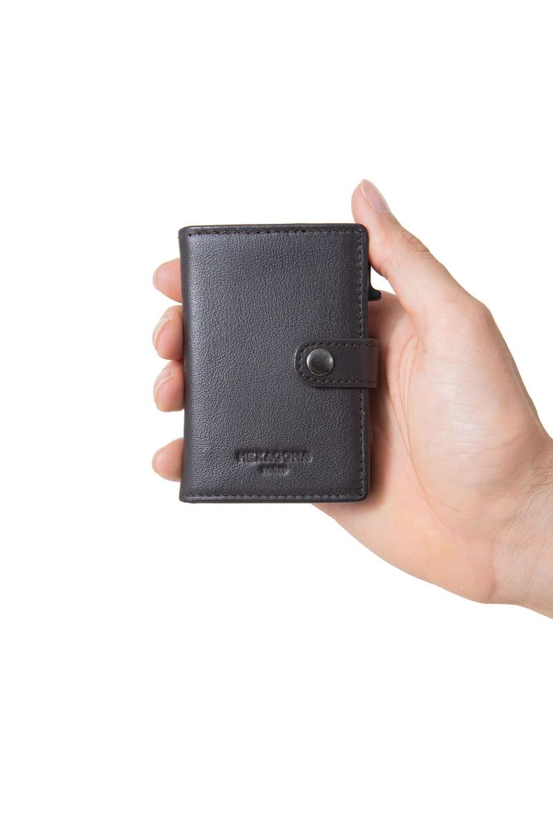 Boîtier porte-cartes - 2 volets - Stop RFID - Cuir