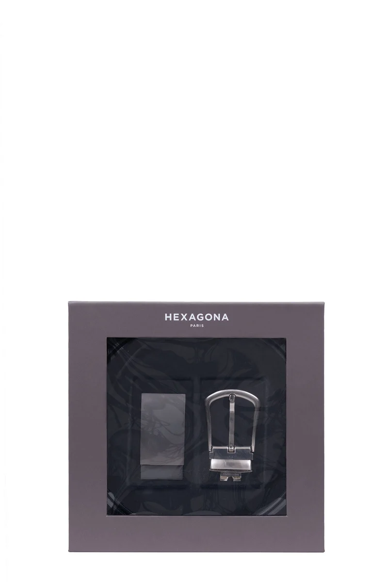 Coffret ceinture deux boucles en cuir