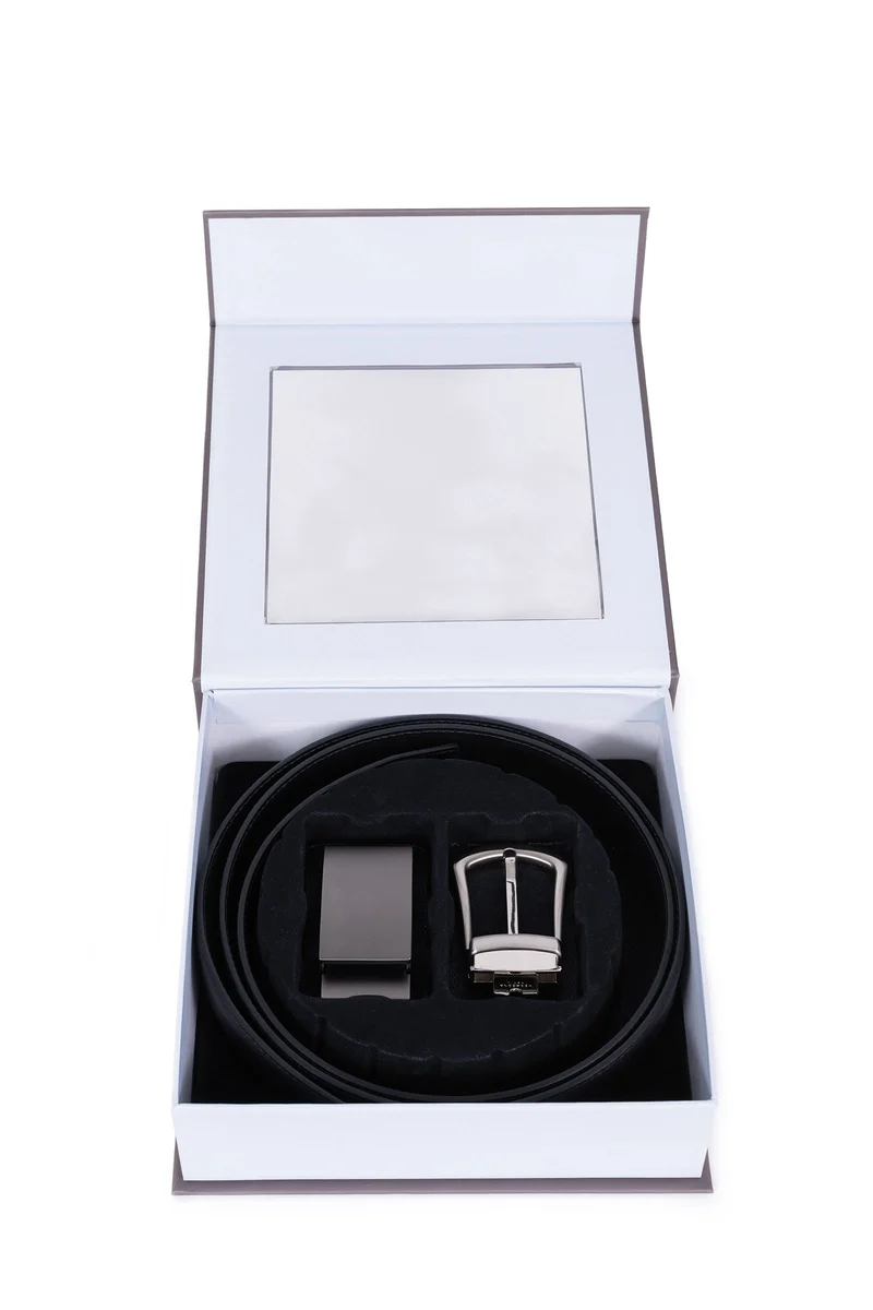 Coffret ceinture deux boucles en cuir