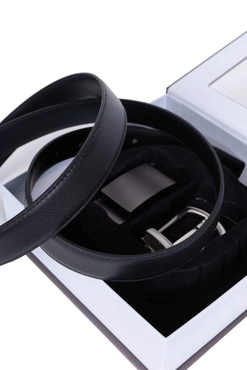 Coffret ceinture deux boucles en cuir