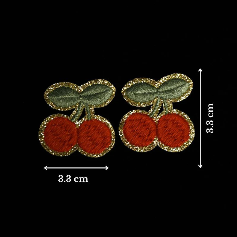 Écusson brodé thermocollant | Cerises scintillantes (paire)