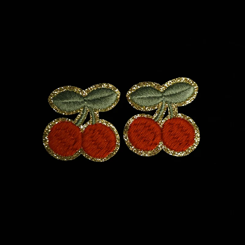 Écusson brodé thermocollant | Cerises scintillantes (paire)