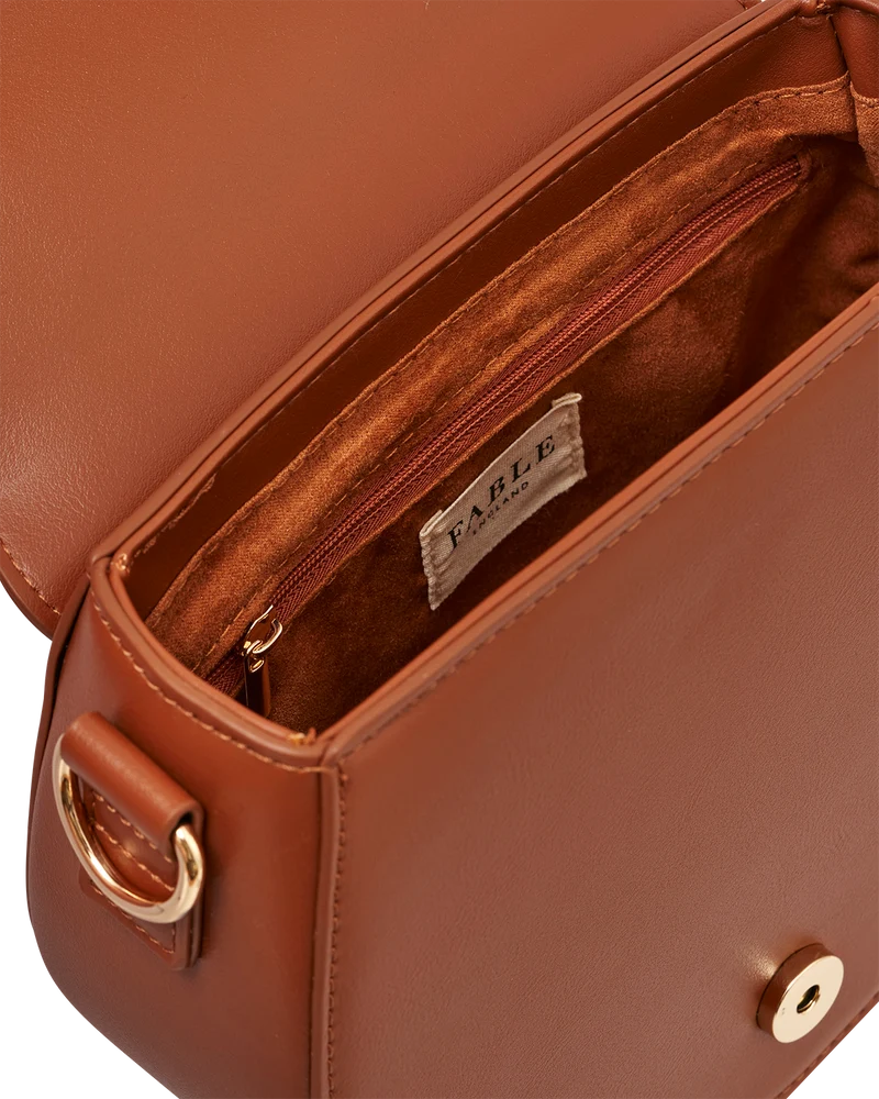 Fox & Pumpkin Embroidered Tan Saddle Bag