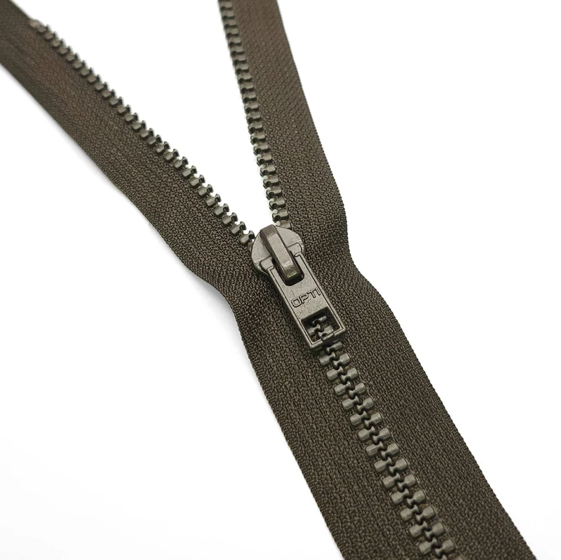 Fermeture éclair ouverte | Plastique moulé | Anthracite | Kaki foncé | N° 5 | 56 cm | SSAV73 - SSAV74