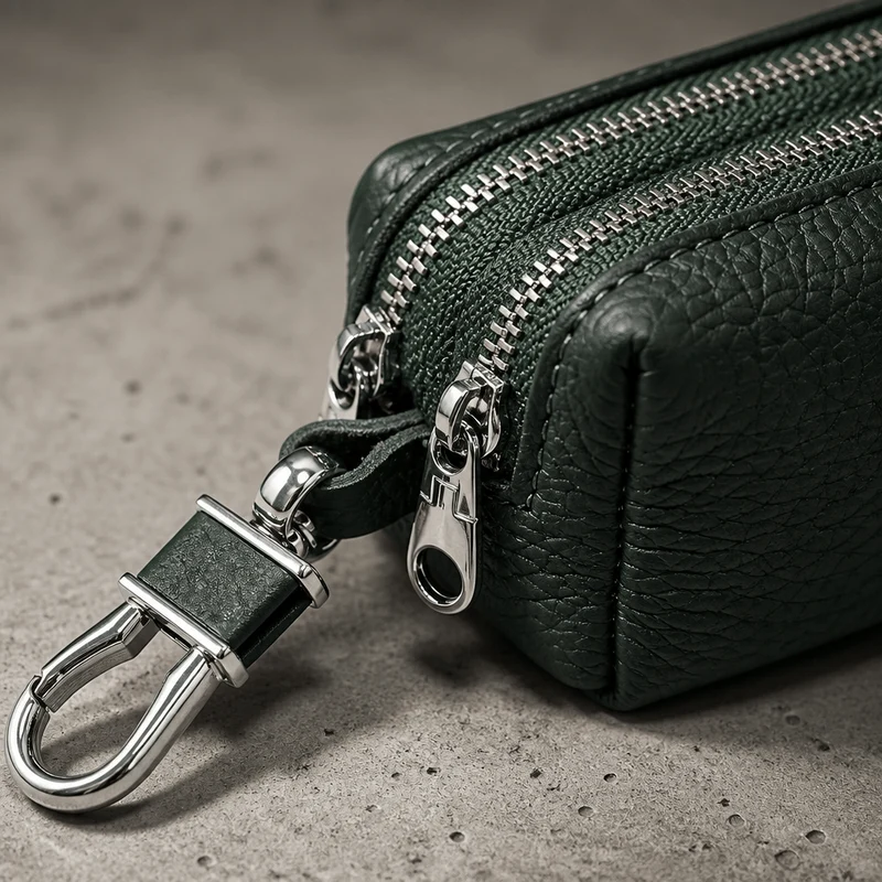 Porte-Monnaie Homme en Cuir Double Zip Compact