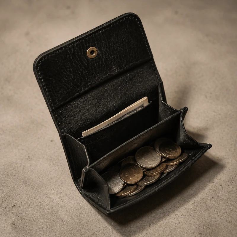 Porte-Monnaie Vintage Homme en Cuir Bouton-Pression