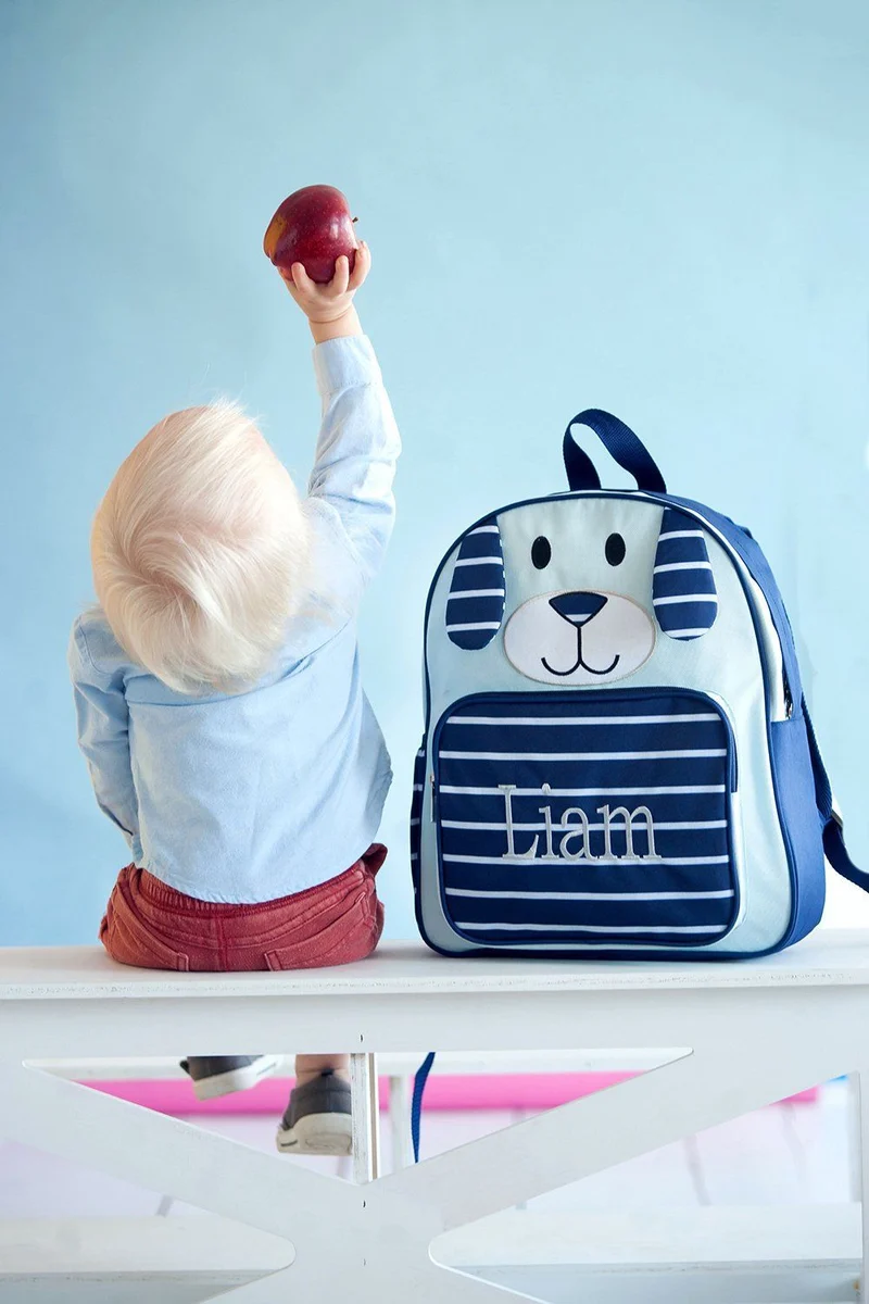 Navy Puppy Preschool Backpack - Personalized