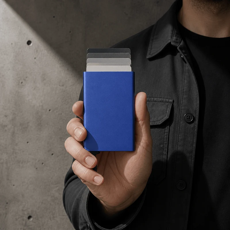 Porte-Cartes Homme Métal Anodisé RFID Slim Design