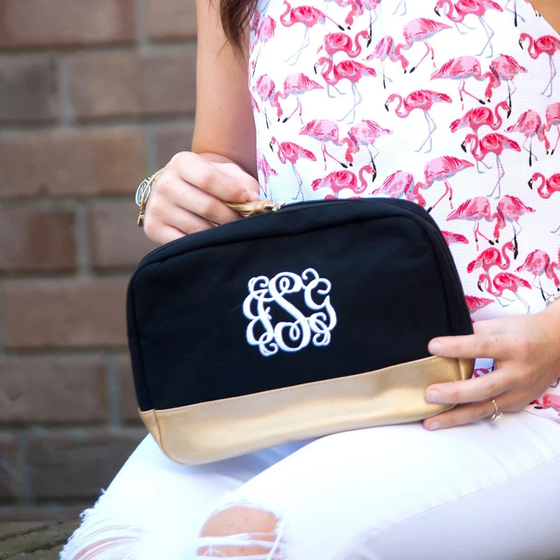 Black Cabana Cosmetic Bag - Personalized