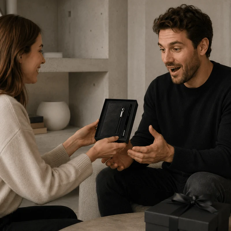 Porte-Cartes Homme Cuir Véritable Aluminium RFID