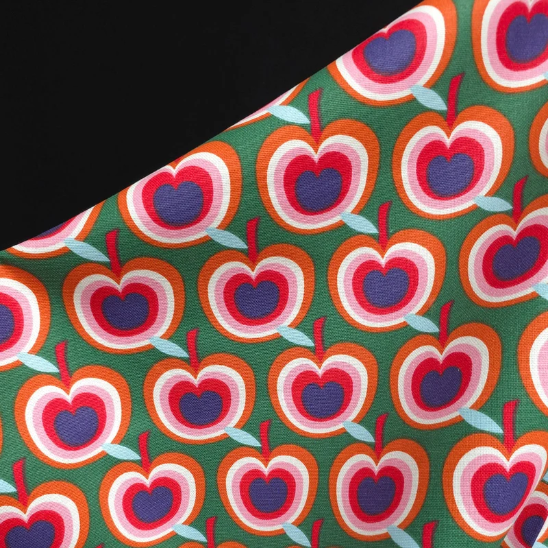Canevas de coton Pommes Retro | Certifié Oeko-Tex