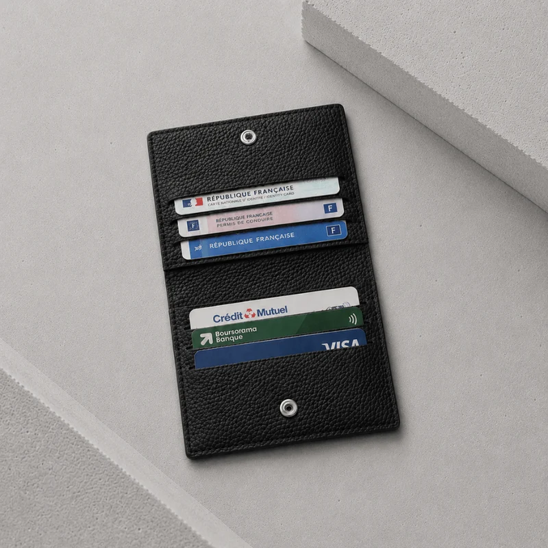 Porte-Cartes Homme en Cuir de Vache Véritable à Rabat