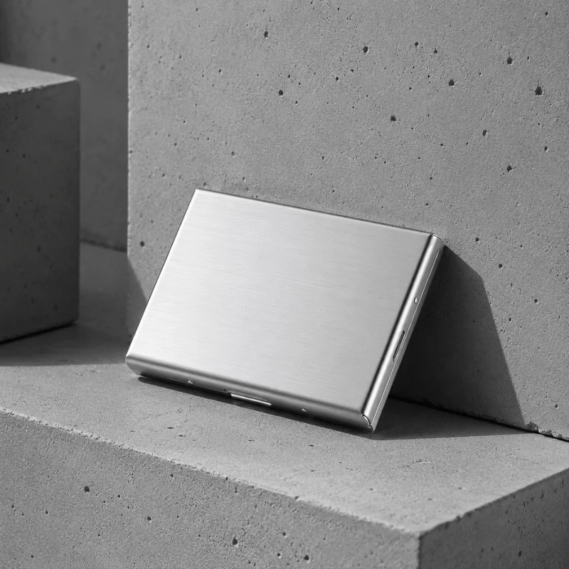 Porte-Cartes Homme Rigide en Acier Inoxydable Brossé