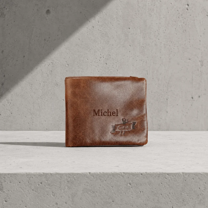 Portefeuille Cuir Homme Personnalisé Compact Zippé