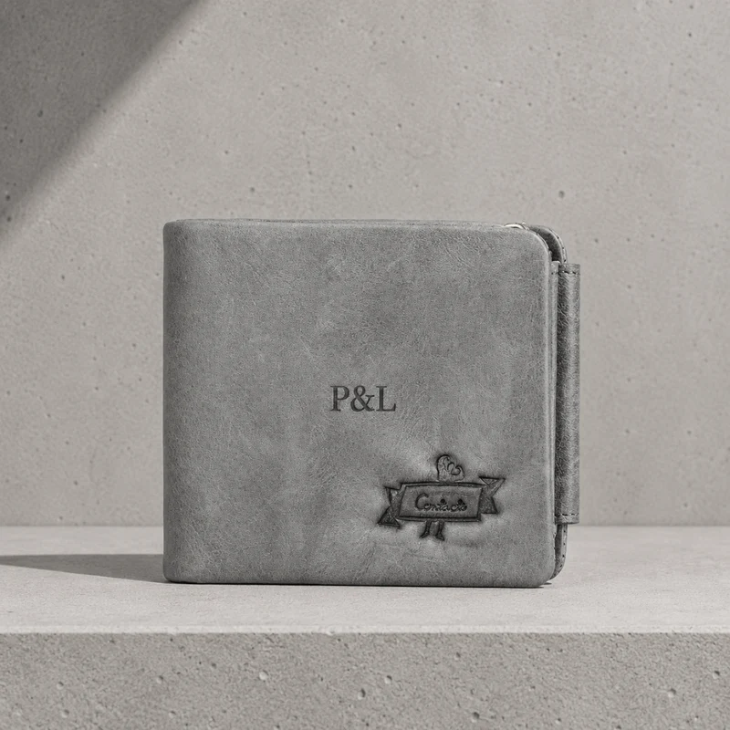 Portefeuille Cuir Homme Personnalisé Compact Zippé