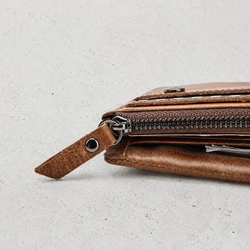 Portefeuille Cuir Homme Personnalisé Compact Zippé