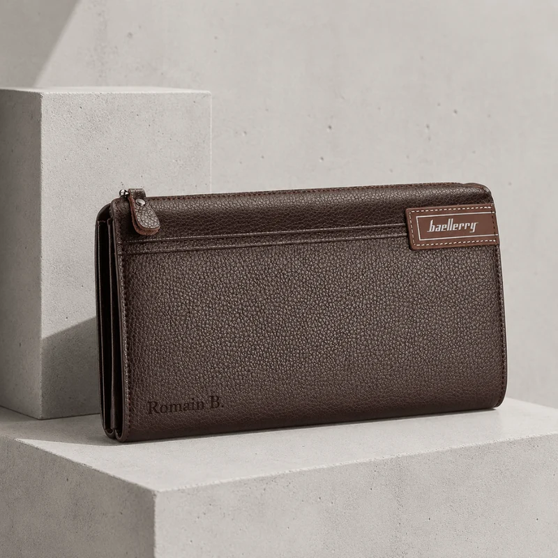 Grand Portefeuille Personnalisé Homme Zippé à Graver