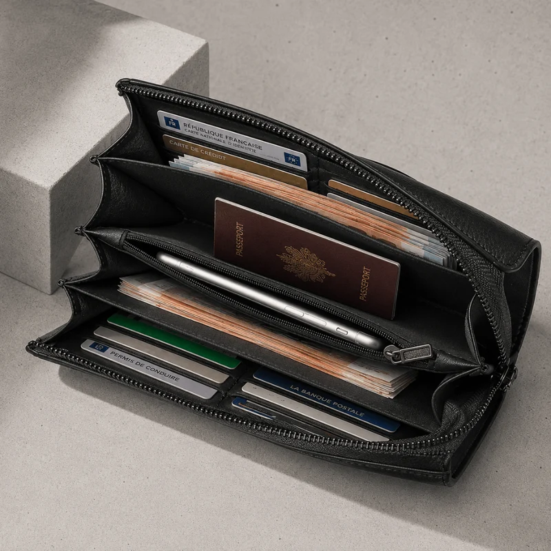 Grand Portefeuille Personnalisé Homme Zippé à Graver