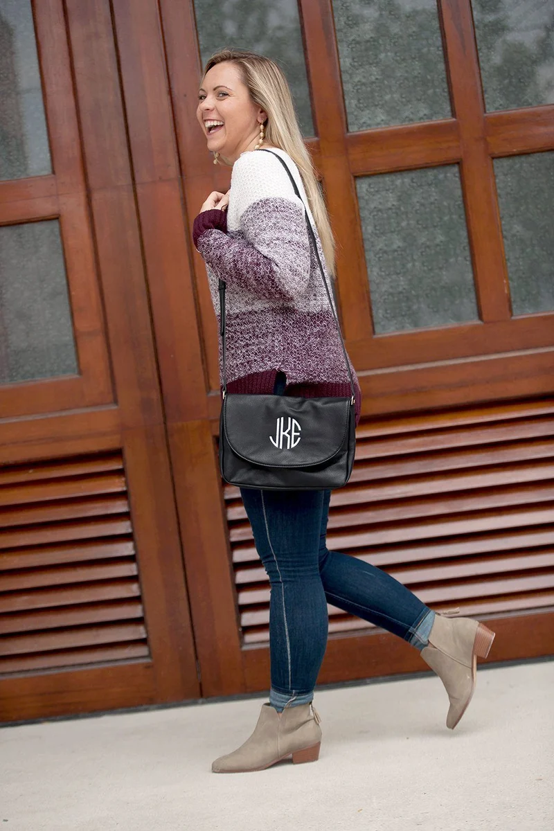 Black Anna Crossbody Bag - Personalized