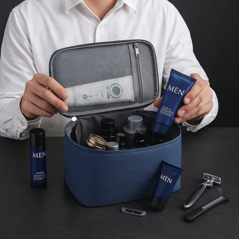 Grande trousse de toilette homme avec compartiments - Organisation optimale