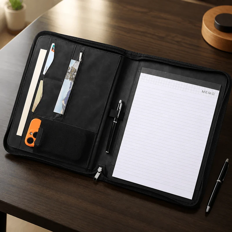 Porte-Document Bloc-Notes A4 avec Porte-Téléphone