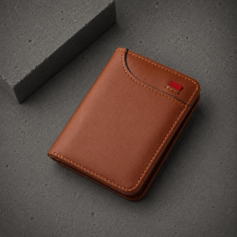 Portefeuille Compact Homme 2 Volets avec Poche Extérieure