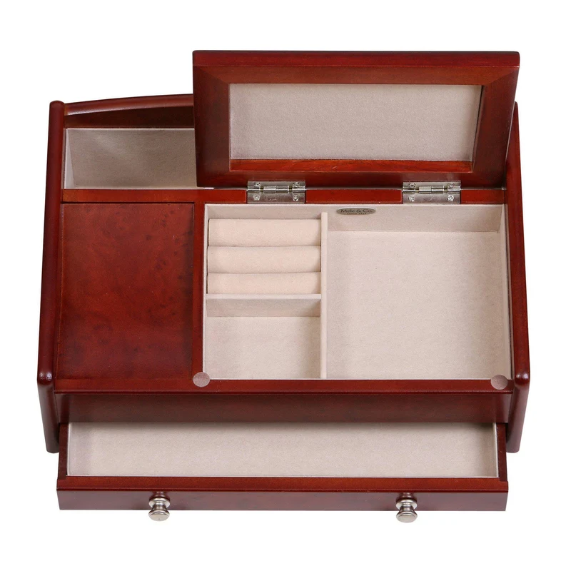 Davin Men's Dresser Top Valet in Dark Burlwood Walnut Finish