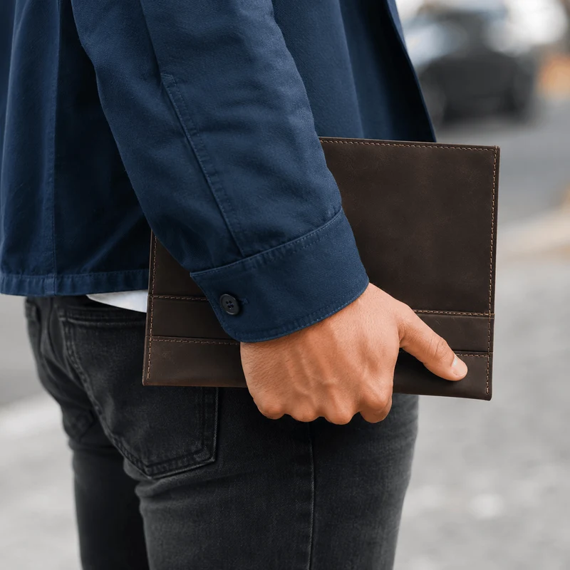 Porte-Document A5 en Cuir Marron, Étui à Carnet