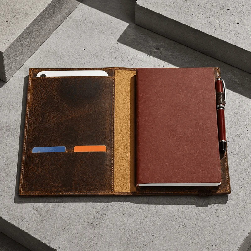 Porte-Document Cuir Marron en Vachette Véritable