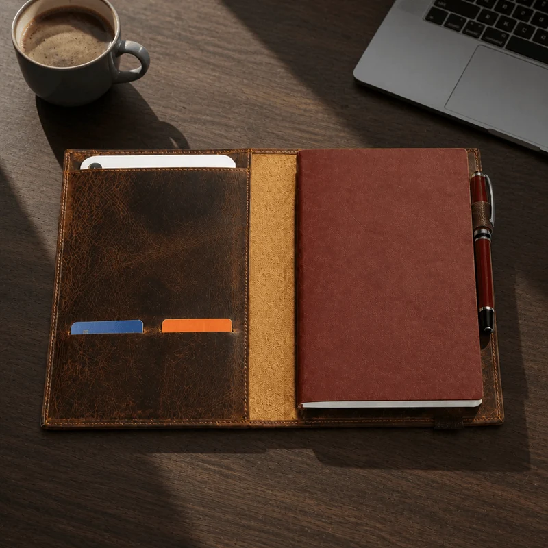 Porte-Document Cuir Marron en Vachette Véritable