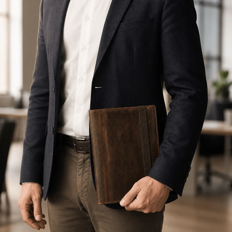 Porte-Document Cuir Marron en Vachette Véritable