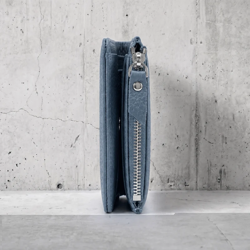 Portefeuille Cuir Homme Compact Zippé Porte-Monnaie RFID