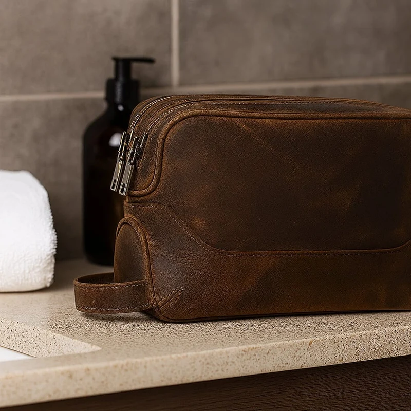 Grande Trousse de Toilette Cuir Homme - Personnalisable