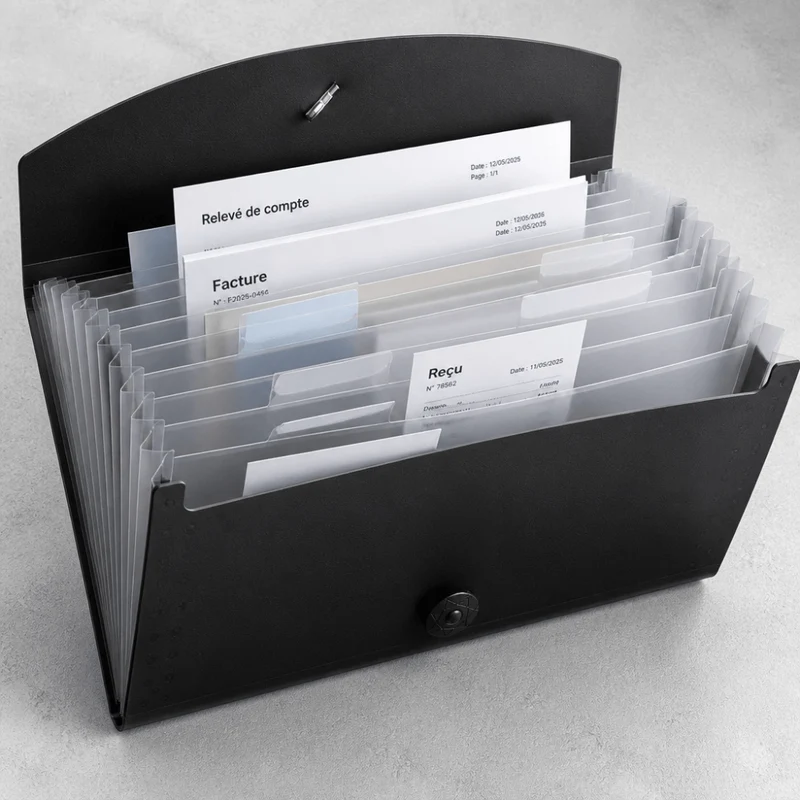 Porte-Document Plastique Trieur à 13 Compartiments