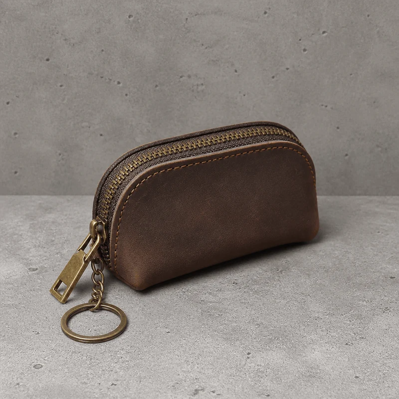 Porte Monnaie Rétro Homme Zippé Aspect Vieilli