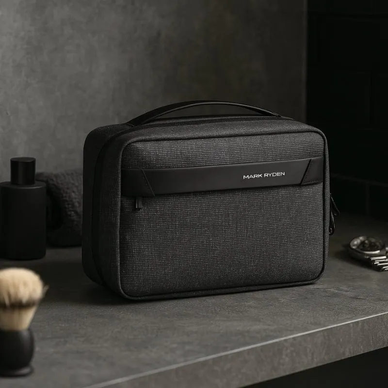 Trousse de toilette homme cuir voyage - Format compact