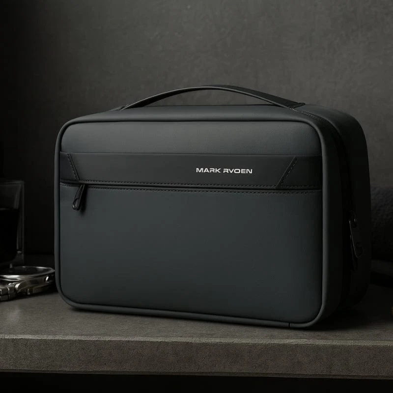 Trousse de toilette homme cuir voyage - Format compact