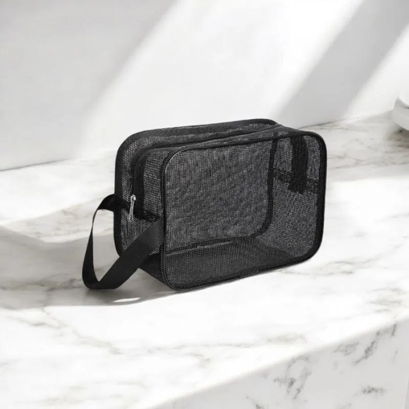 Trousse de Toilette en Filet Noir Homme, 2 Tailles ou Kit
