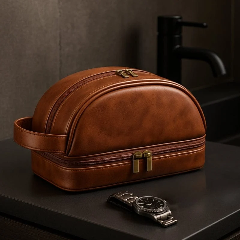 Grande trousse de toilette homme cuir – Élégance & capacité
