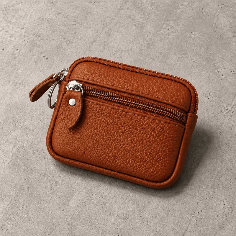 Porte-Monnaie Homme Compact en Cuir Zippé