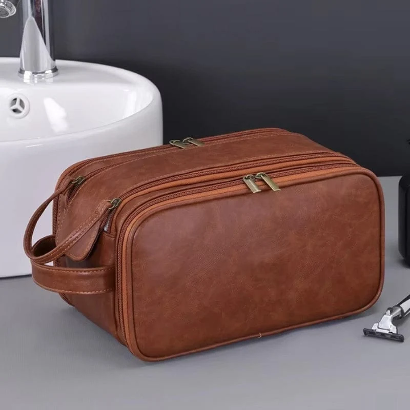 Grande Trousse de toilette homme cuir voyage – Double compartiment luxe